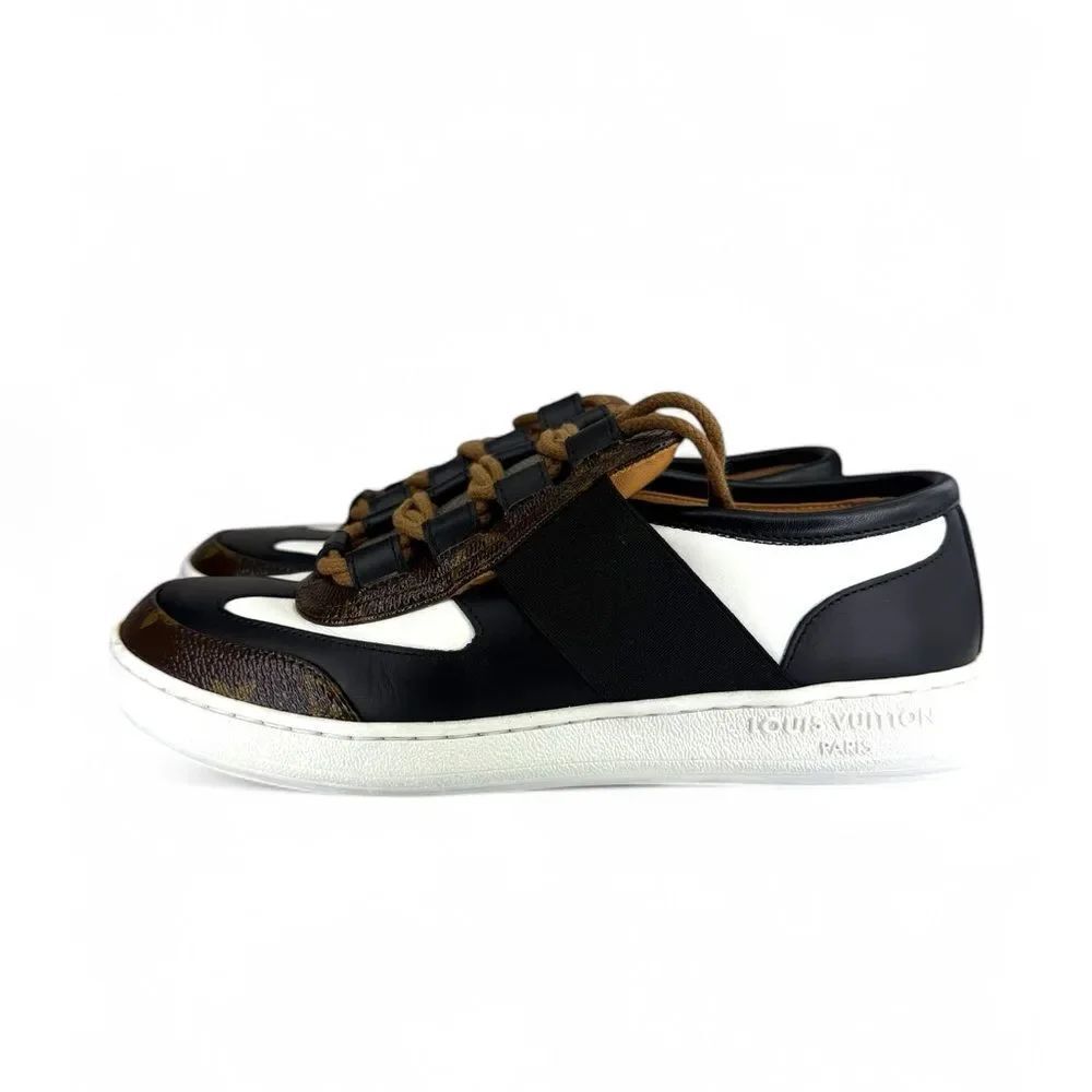 LOUIS VUITTON Black & Brown  LV Monogram Leather Sneakers EU37 - Picture 10 of 16